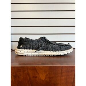 Hey Dude Wally Sox Black White Men's Casual Loafers Slip‎ On Shoes Size 7